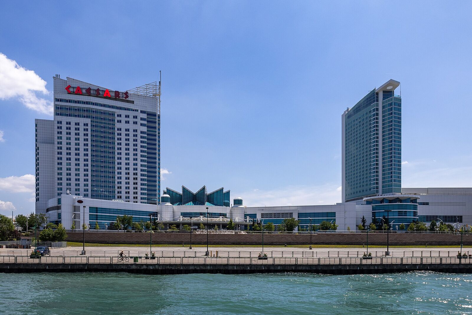 Caesars Windsor seen across the Detroit River