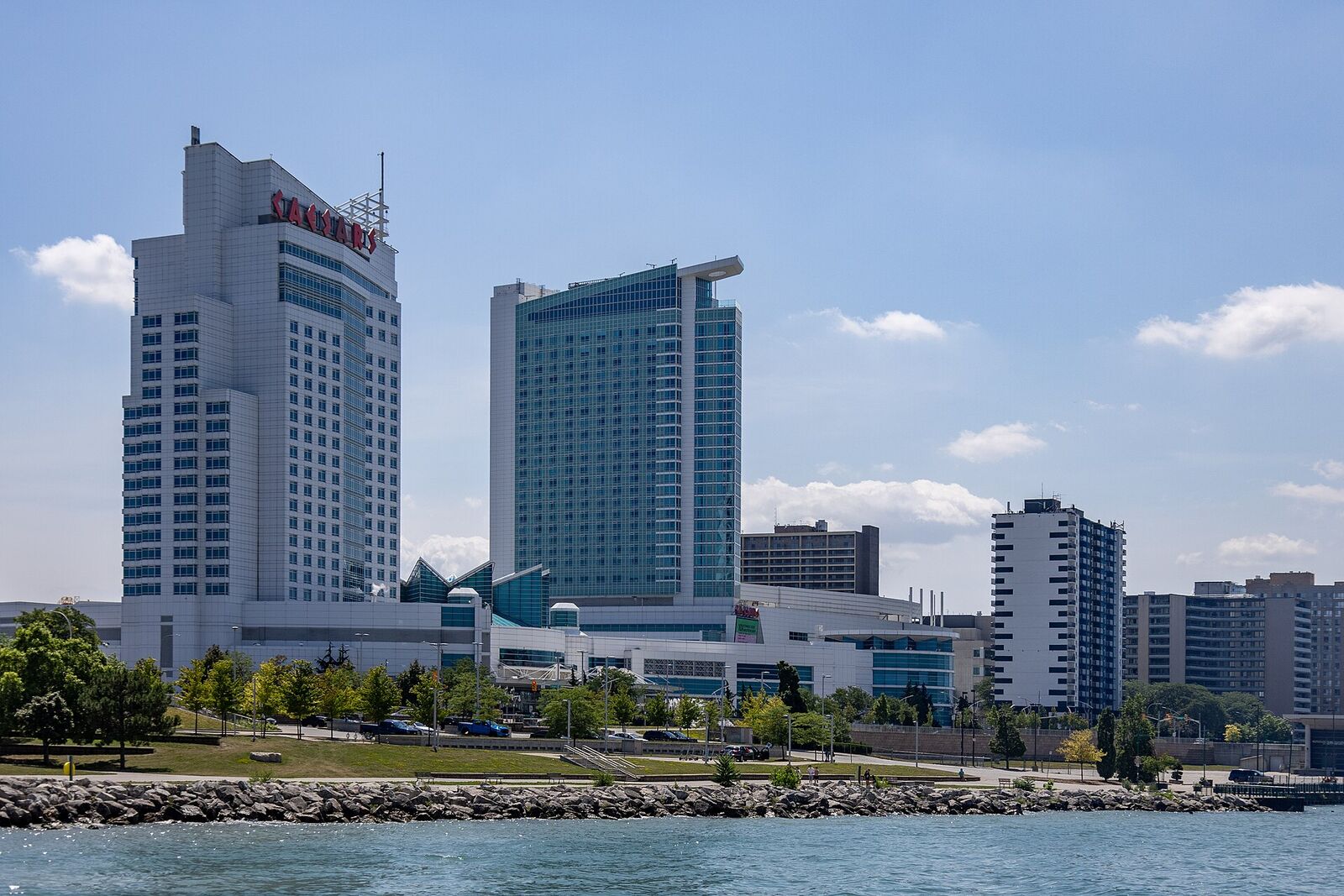 Caesars Windsor's hotel towers on the Detroit River