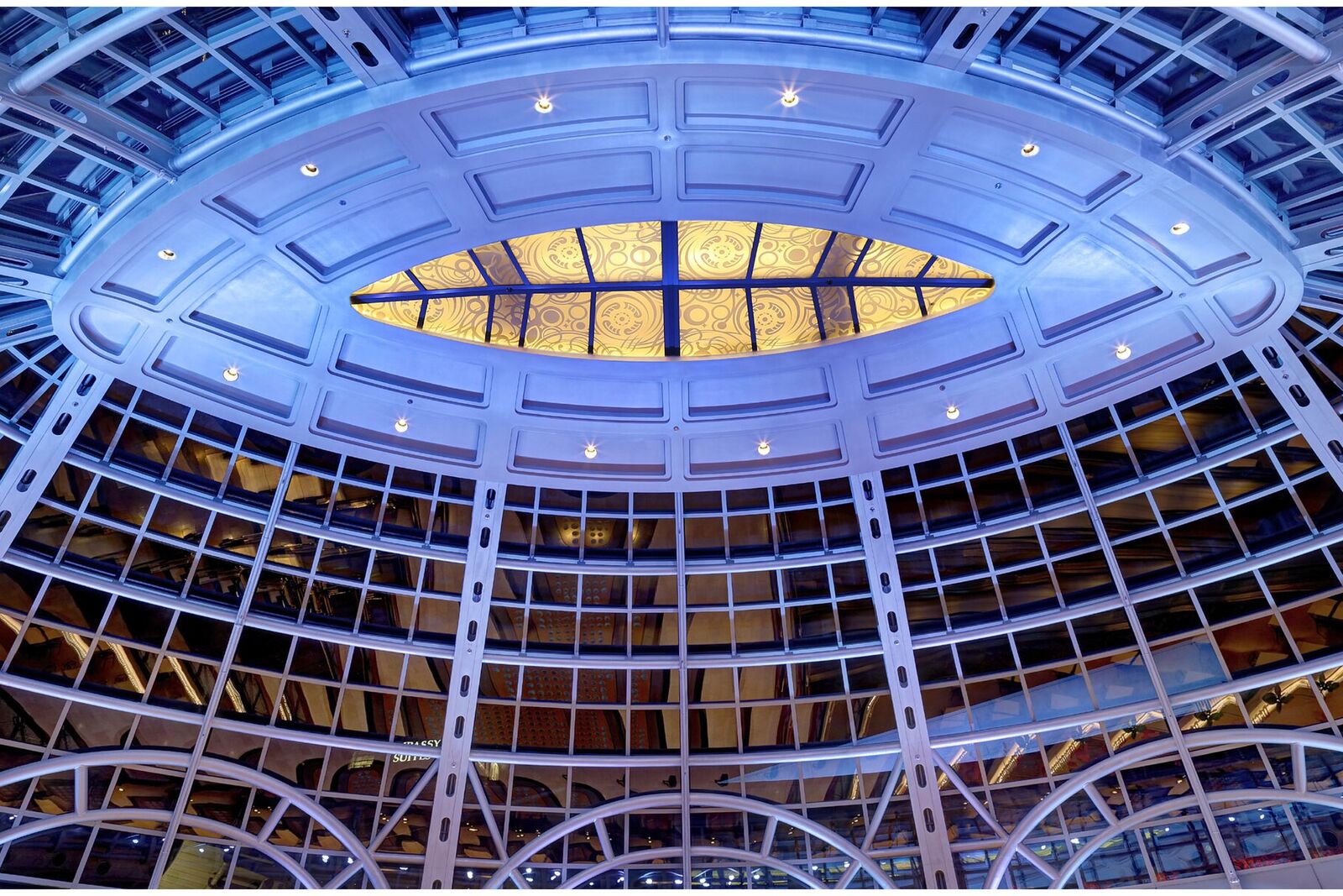 The glass-domed concourse at Fallsview Casino Resort